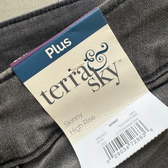 Terra & Sky Skinny Jeans Plus Size 20W Petite High Rise Gray Stretch Denim NWT - Picture 4 of 13